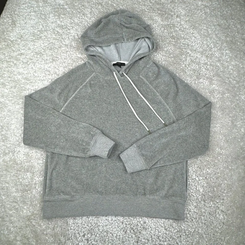 J. Crew Velour Pullover Hoodie Gray